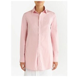 ETRO Milano Pink Striped Cotton Poplin Shirt Pegaso Logo IT 40 US 4